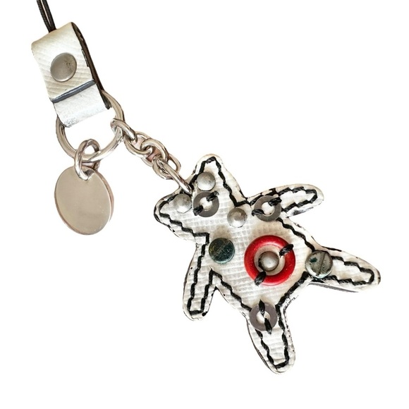 Authentic PRADA White Leather Bear Keychain Bag Charm - Picture 4 of 8